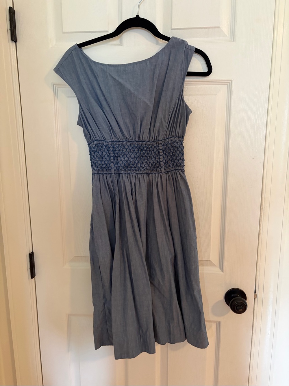 Kate Spade Blue Smocked Waist chambray Sleeveless Dress 6